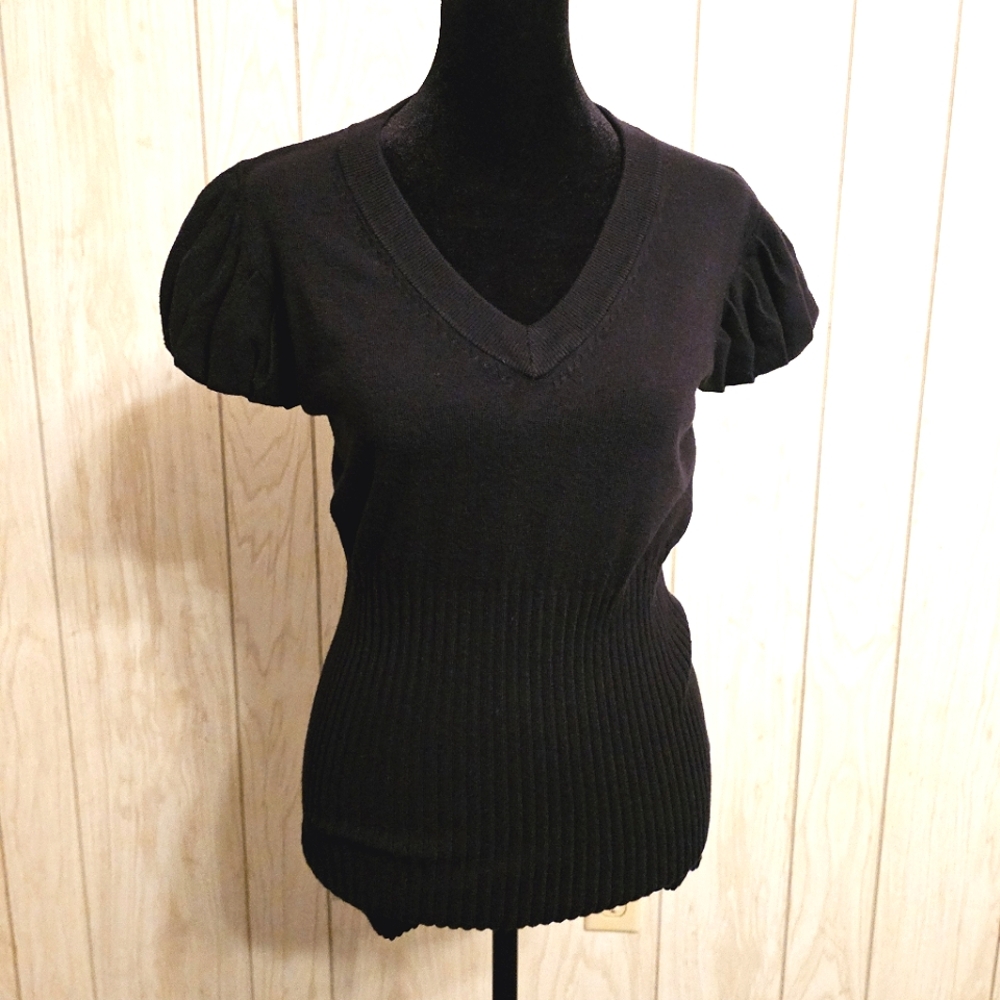 Hannah Jones Black Knit Stretch Top